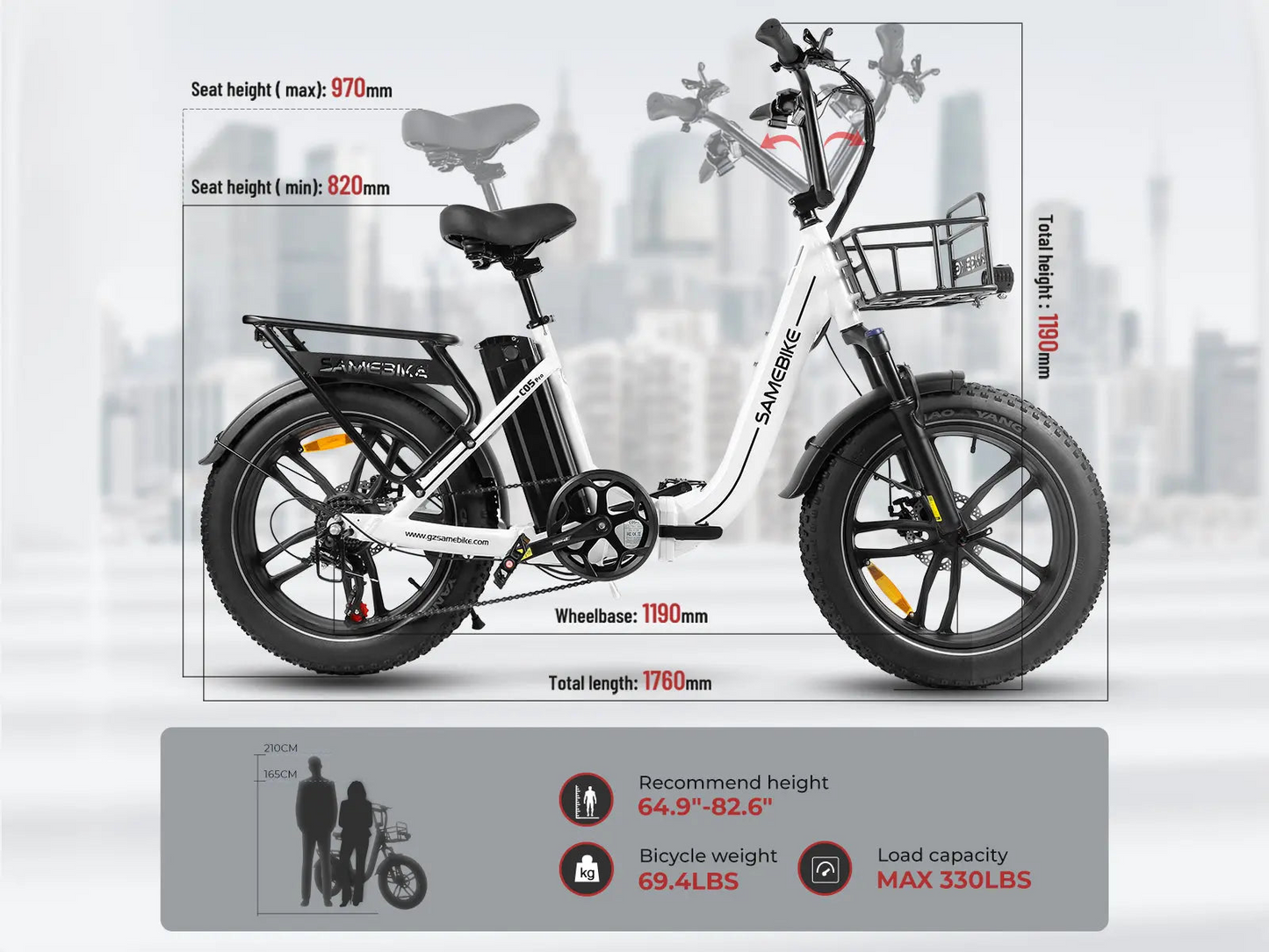 Samebike C05 Pro Step-through Foldable Fat Tire Ebike