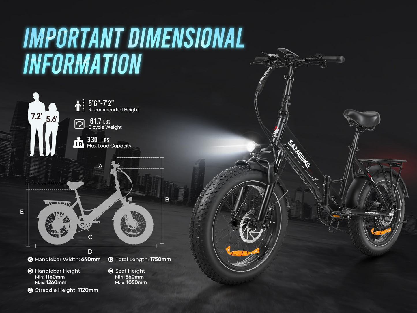 Samebike LOTDM200-II 250W Step-through Folding Bike